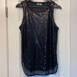 Black Sequined sleeveless party shirt M EUC